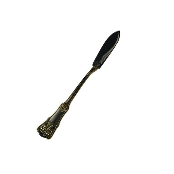 Royal Albert OLD COUNTRY ROSES Butter Spreader Sugar Spoon Set Gold Flatware - Picture 2 of 7